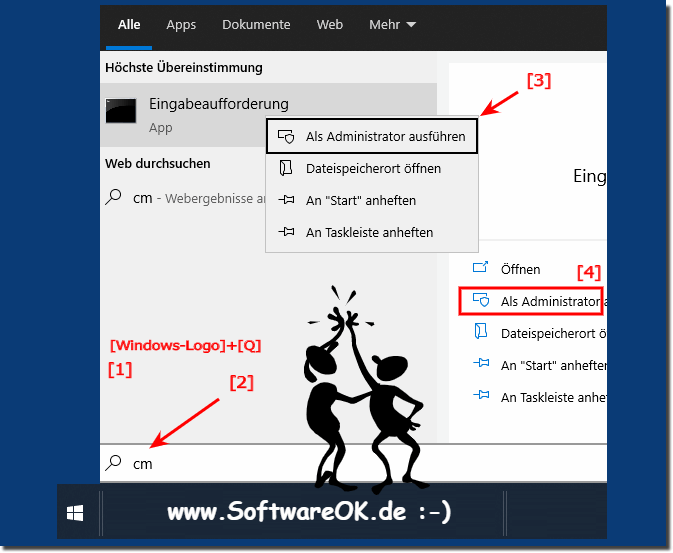 Eingabeaufforderung die cmd.exe ber die Windows Suche!