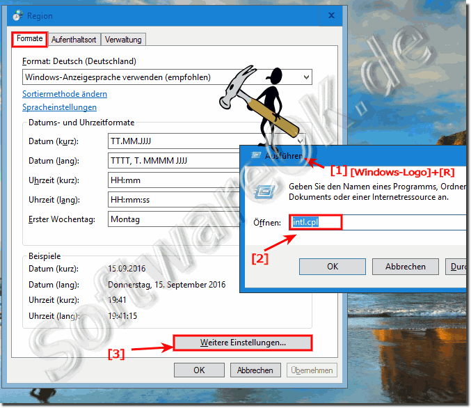 Einstellung der Zahlenformate in Windows-10!