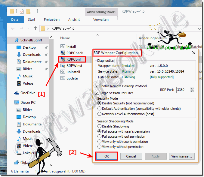 Einstellungen Remote Desktop in Windows-10 Home!