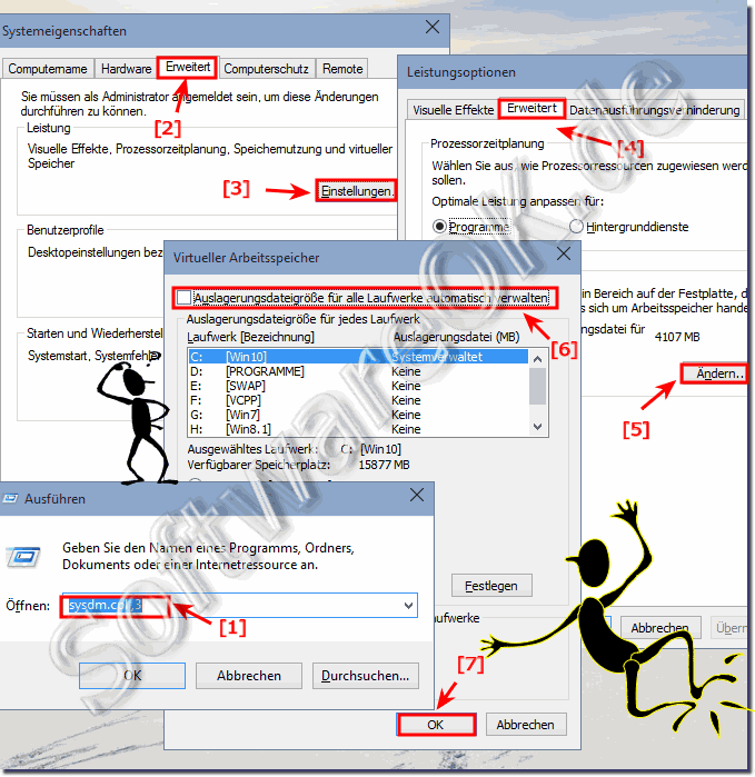 Einstellungen der pagefile.sys in Windows-10 - Virtueller Arbeitsspeicher!