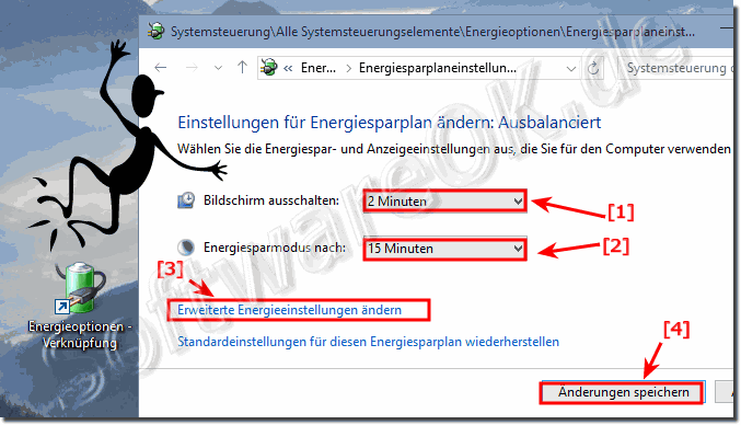 Energiesparmodus Einstellungen in Windows 10!