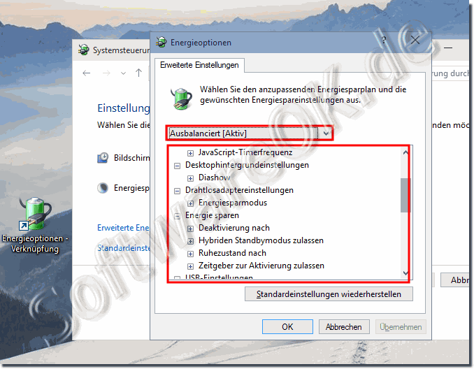 Erweiterte Energie-Einstellungen in Windows 10!