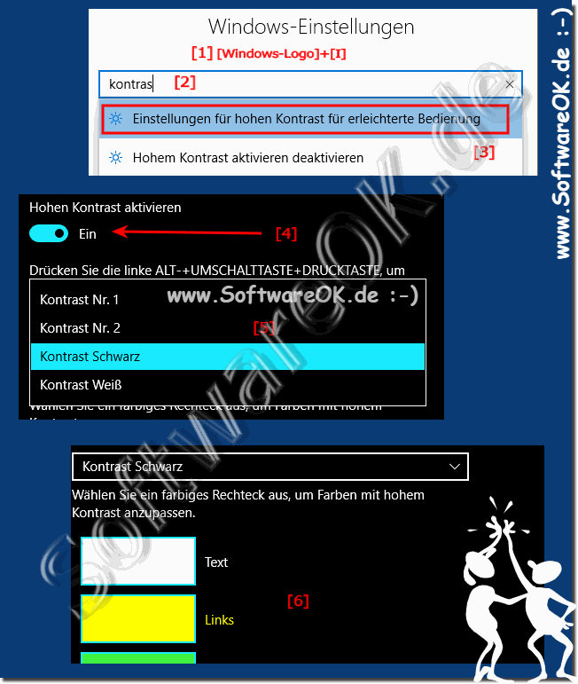 Farbfilter Einstellungen Kontrast Schwarz für  Windows 10!