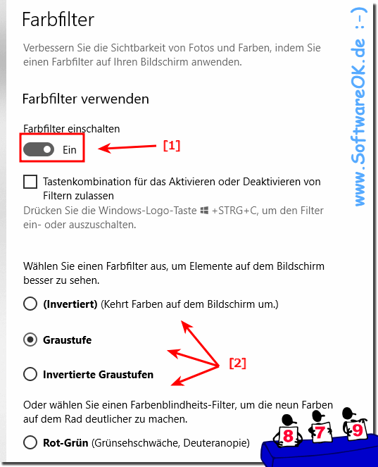 Farbfilter unter Windows 10 Einschalten und Ausschalten!