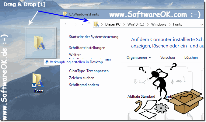 Fonts Schriften Desktop-Verknüpfung für Windows-10!