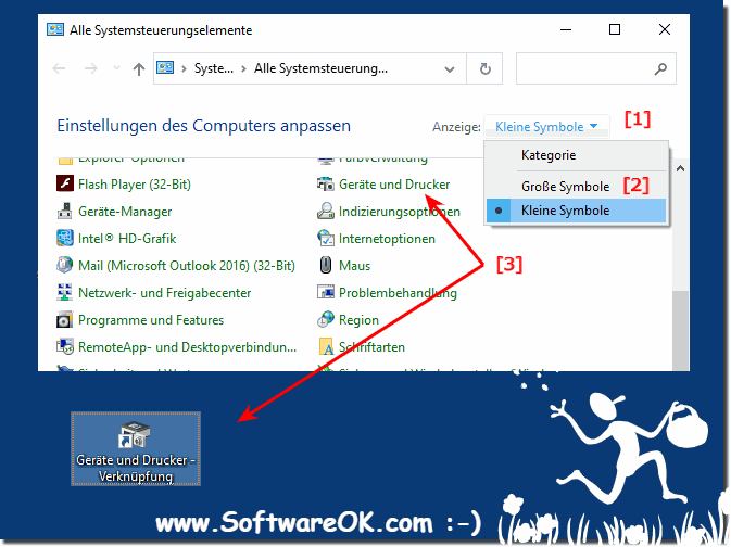 Gerte und Drucker Einstellungen in der Systemsteuerung!