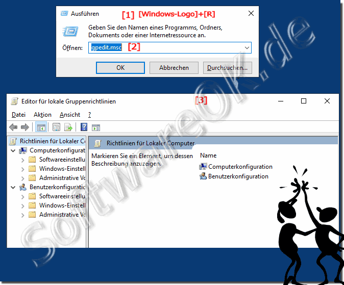Gruppenrichtlinieneditor ber das Ausfhren Dialog Starten!