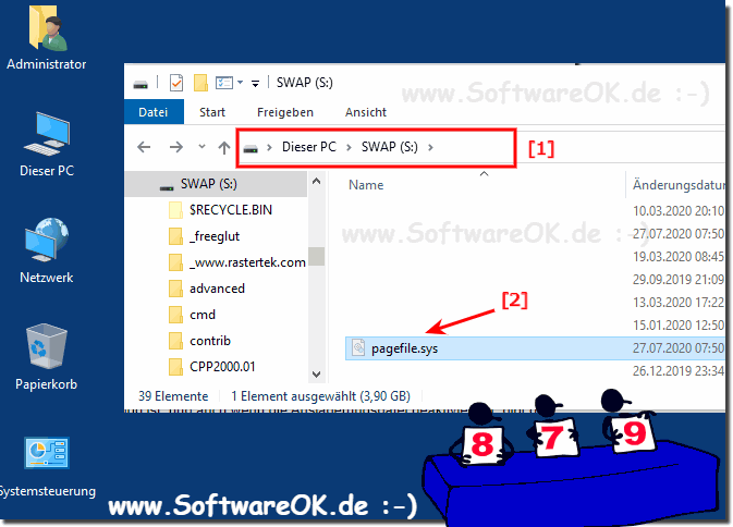 Hier die pagefile.sys bei Windows im SSD Laufwerk S!  