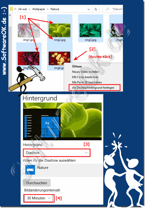 Hintergrundbild bei Windows 10 aus einem bestimmten Ordner/Verzeichnis!
