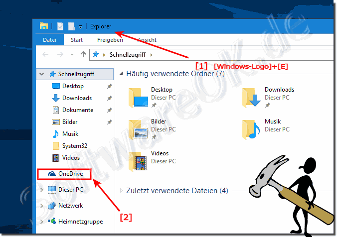 In Windows-10 der OneDrive Ordner im MS-Explorer!
