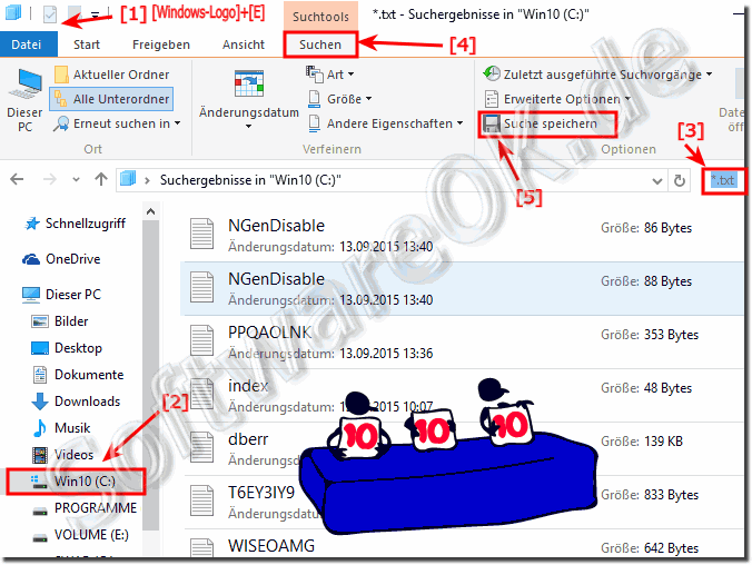 In Windows 10 die Suchergebnisse Speichern!