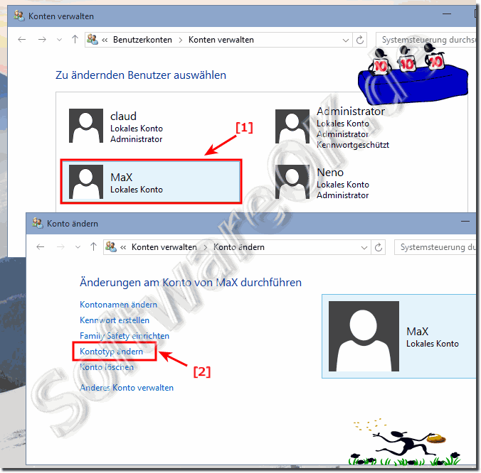 Konten Verwalten User Auswahl in Windows 10!