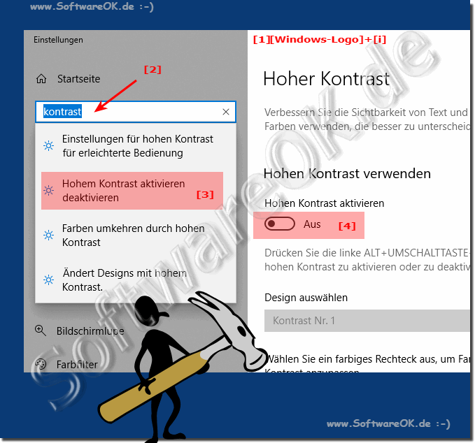 Kontrast Thema / Design unter Windows 10!