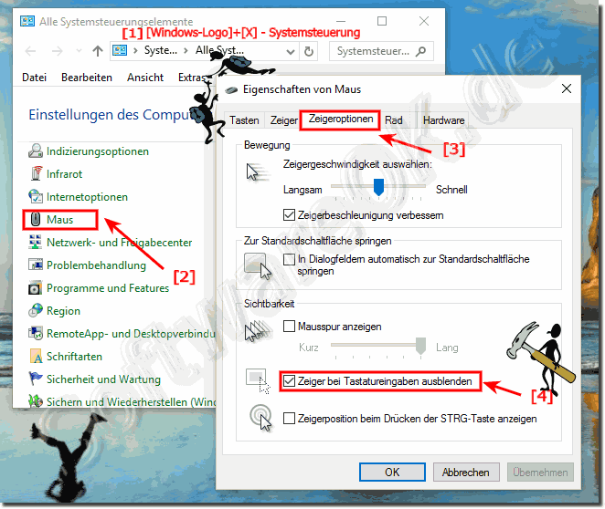 Maus Cursor - Zeiger in Windows-10 ausblenden!