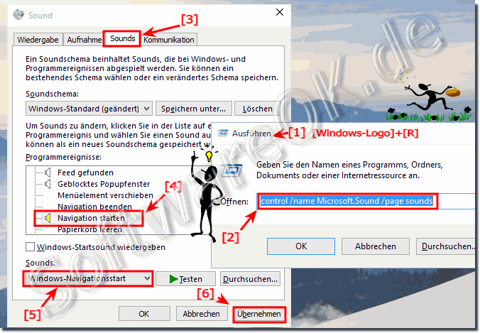 Navigation Klick Sound in Windows 10 aktivieren / deaktivieren!