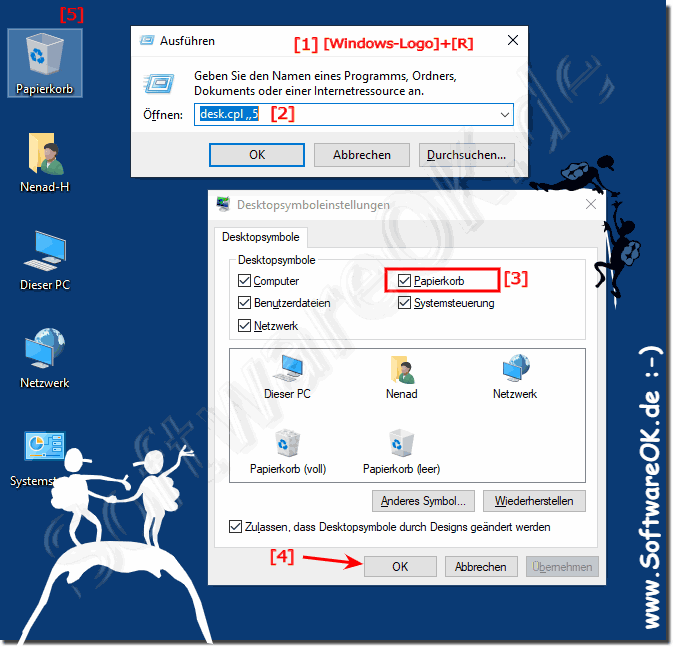 Papierkorb Symbol am Windows-10 Desktop!