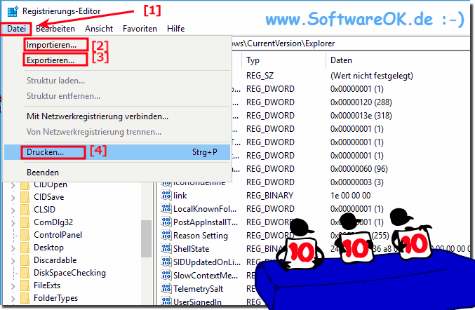 Registry-Eintrge Drucken, Exportieren Importieren! 