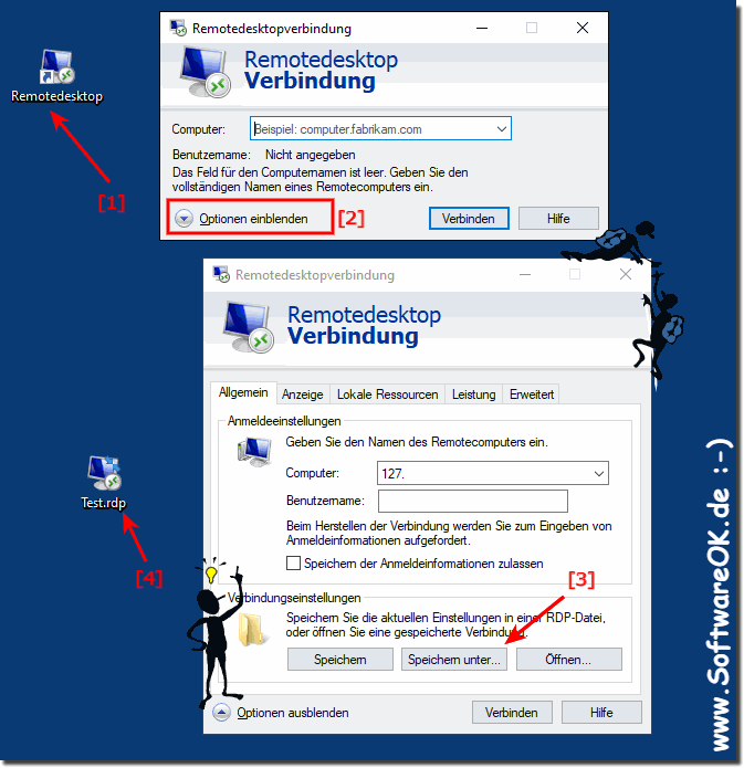 Remote-Desktop-Verbindung ffnen und Speichern! 