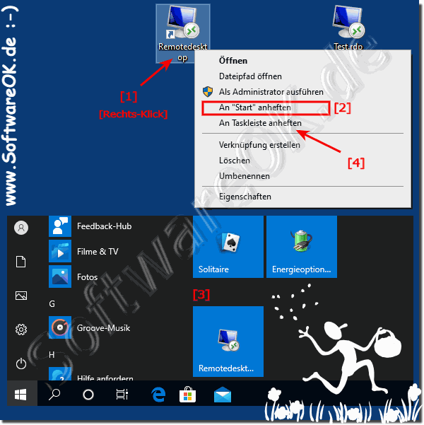 Remote-Desktop-Verbindung ber Windows-10 Start-Men!