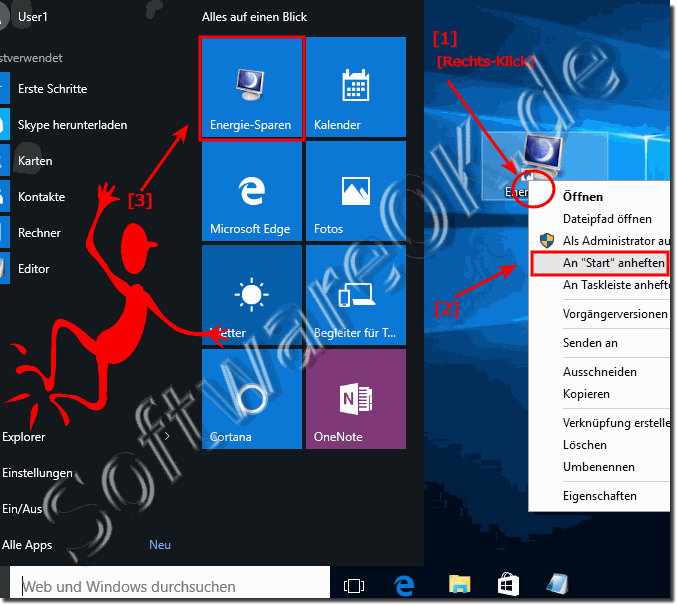 Schlafmodus (Energie Sparen) im Windows-10 Startmenü!