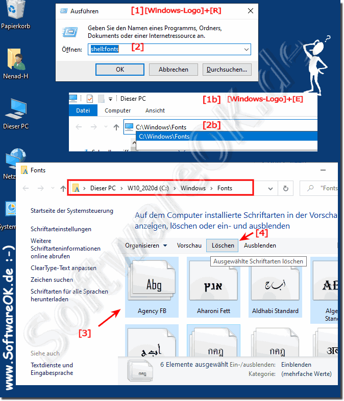 Schriftarten deinstallieren, entfernen, lschen (Windows 10,8.1)!