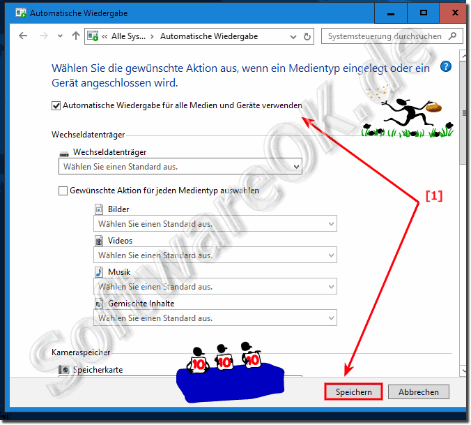 Speichern der Automatische-Wiedergabe Einstellungen in Windows-10!