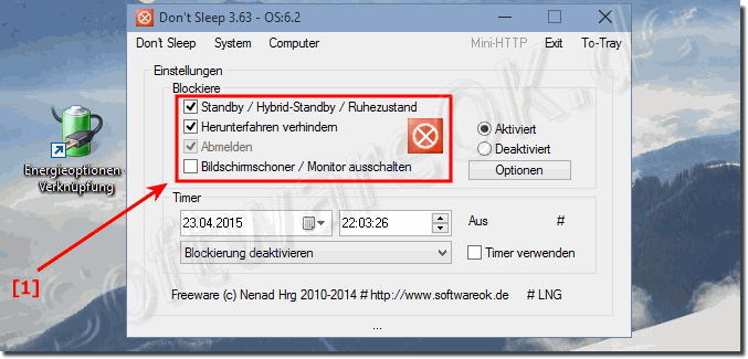 Standby vorbergehend in Windows 10 deaktivieren!