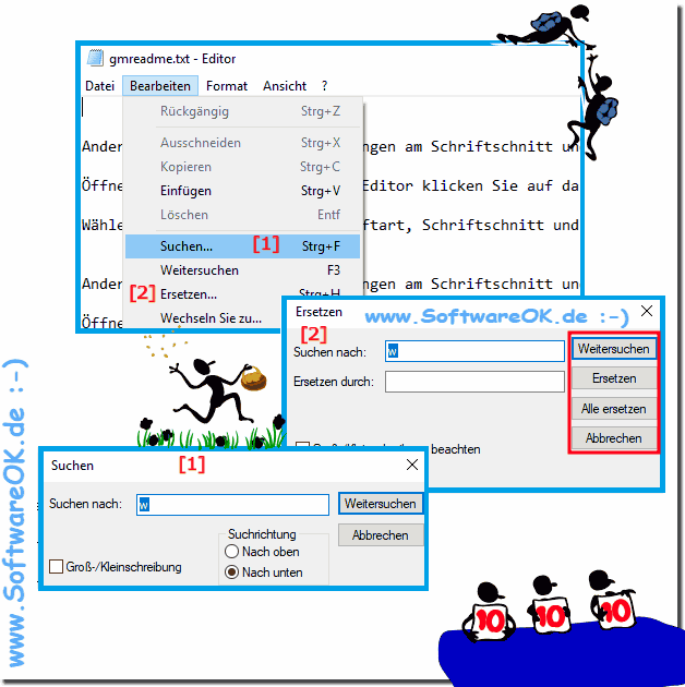 Suchen und ersetzen im Notepad unter Windows 10!