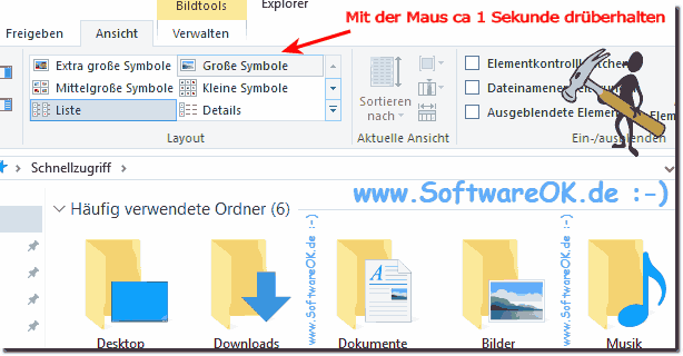 Symbolgre Miniaturansichten in Windows-10!