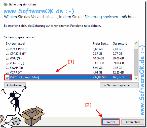 Systemabbild  Windows 10 Laufwerks-Auswahl!