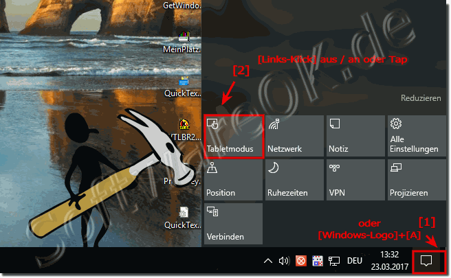 Tablet-Modus in Windows 10 ausschalten und einschalten!