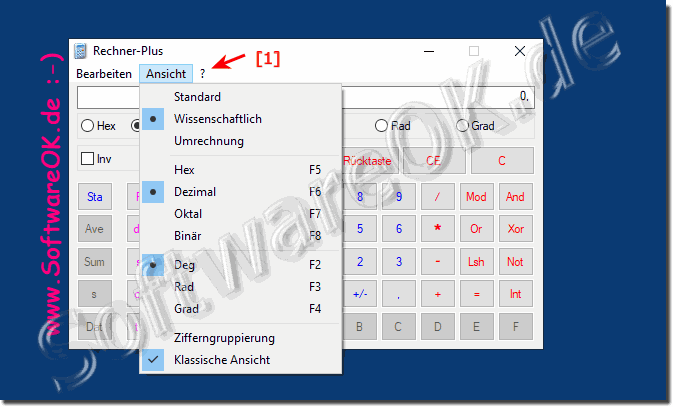 Taschenrechner-Plus unter Windows 10 auf klassisch umstellen!