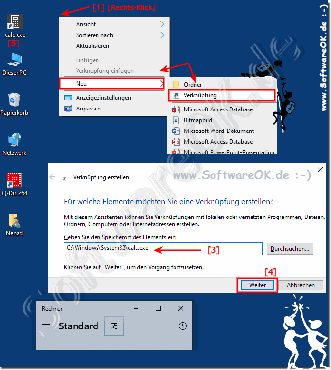 Taschenrechner Verknpfung am Windows 10 Desktop!