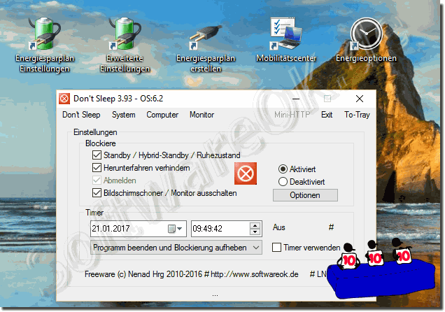 Verhindern dass der Windows 10 Schlafen geht!