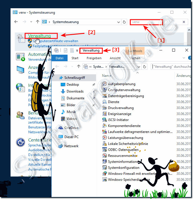 Verwaltung Administrative-Tools in Windows-10 öffnen!