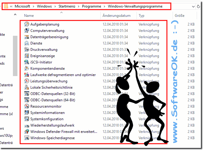 Verwaltung administrative Tools am Windows-10 Desktop!