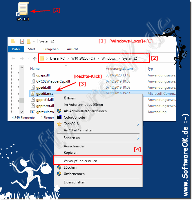 Verzeichnis Gruppenrichtlinien-Editors und Desktop-Verknpfung erstellen!