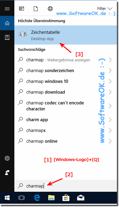 Windows-10 Charmap Zeichentabelle!