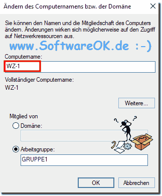 Windows-10 Computer-Namen WZ-1!