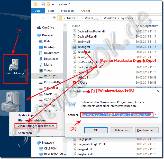 Windows-10 Geräte-Manager Desktop-Verknüpfung!