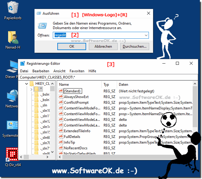 Windows-10 Registrierungseditor  Starten über Ausführen!
