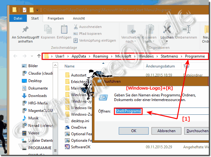 Windows-10 Startmen Ordner ffnen!