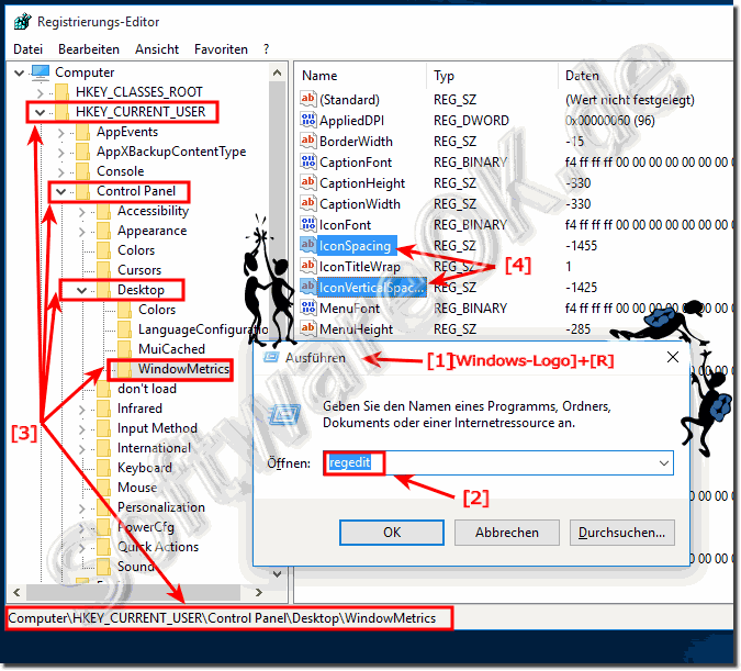 Windows-10 Symbolabstand ber die Registry ndern!