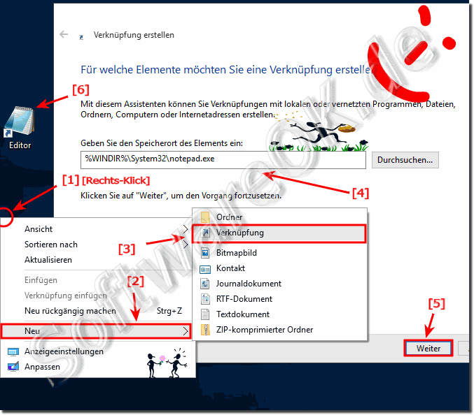 Windows-10 Text-Editor Notepad Desktop-Verknüpfung!