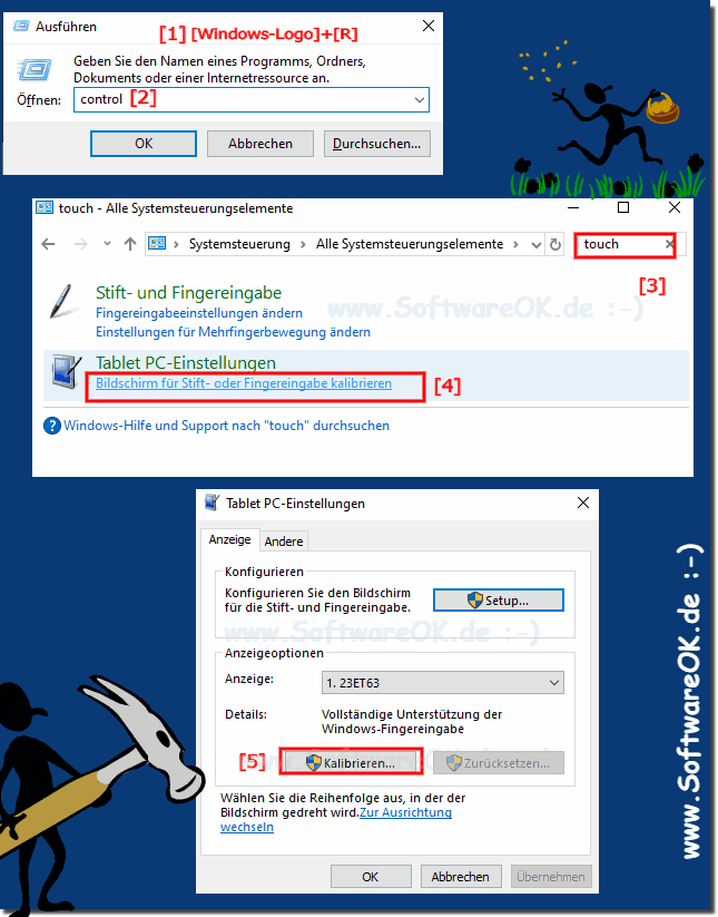 Windows-10 Touch Screen Kalibrierung in der Systemsteuerung!