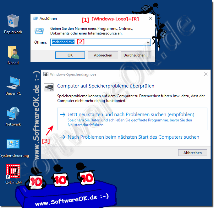 Windows 10 Arbeitsspeicher Diagnosetool