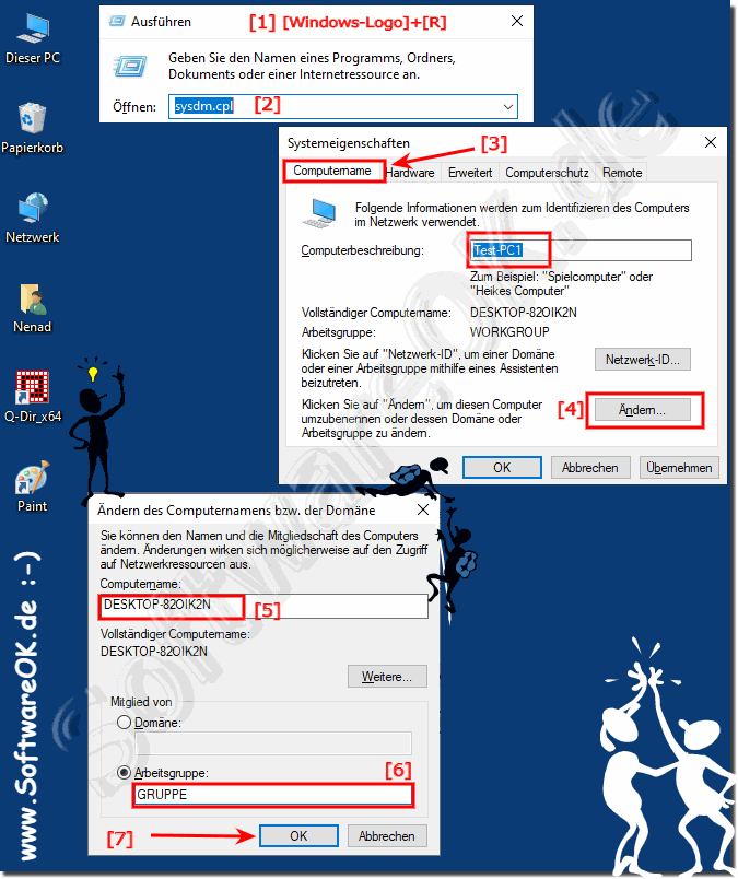 Windows 10 Computername und Arbeitsgruppe ändern!