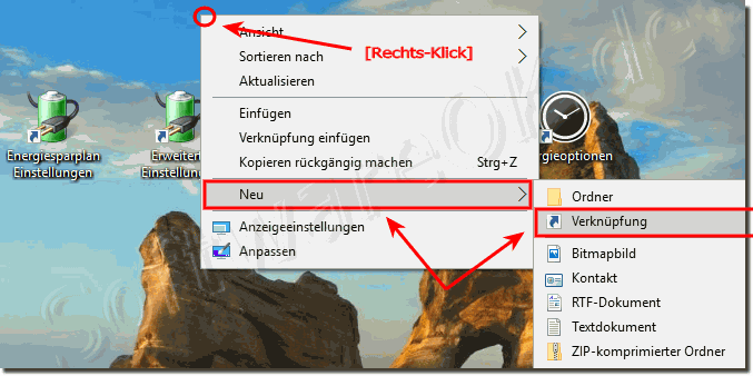 Windows 10 Desktop Verknpfung fr die Energiesparplan!