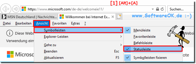 Windows 10 Internet-Explorer Statusleiste!