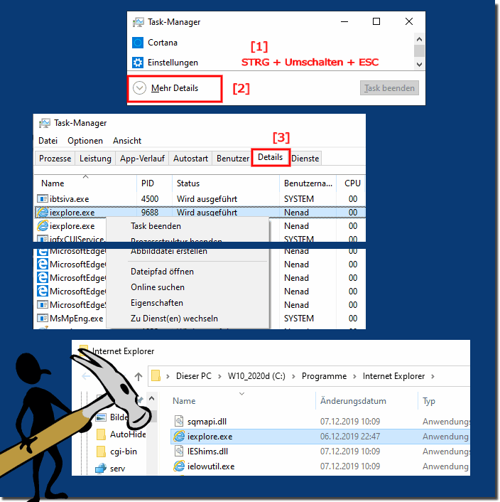 Windows 10 Taskmanager alles Anzeigen!